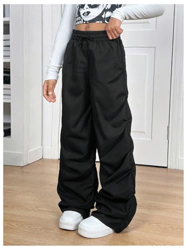 Verdusa Girl's Wide Leg Athletic Baggy Pants Drawstring